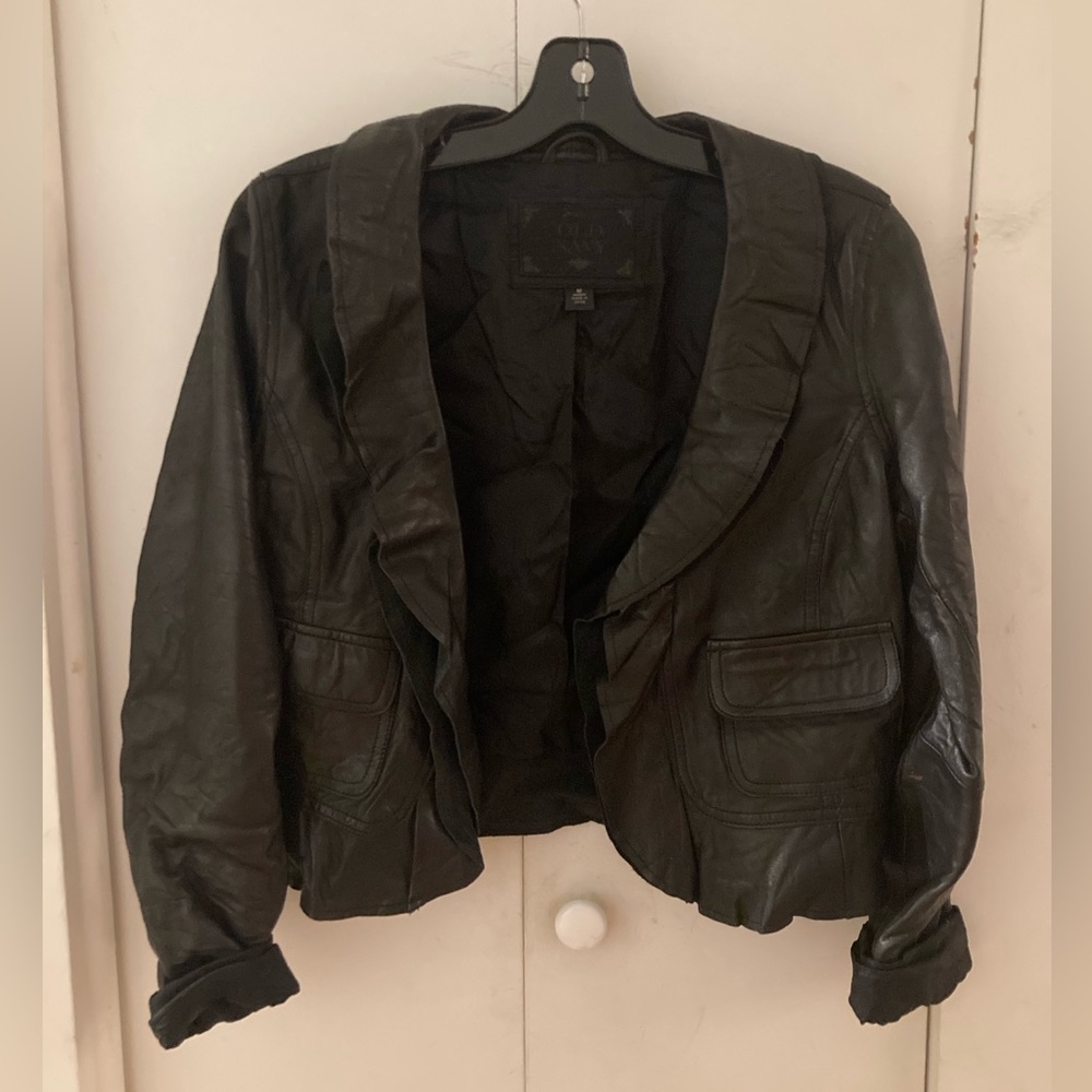 Old navy leather ruffled jacket